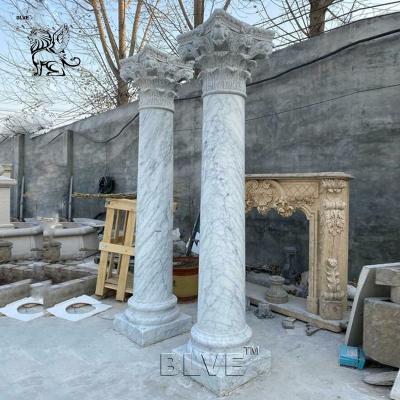 China Marble Corinthian Building Pillar Design Circular Columns Roman Greek Decorative Handcarved Luxury for sale