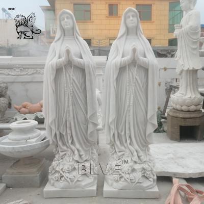 China White Marble Virgin Mary Statues Our Lady Sculpture Stone Molds Figure Life Size Religious Handcarved in stock for sale