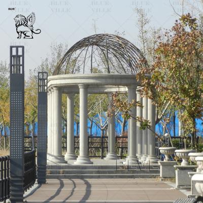 China Stone Marble Modern Gazebo Garden Roman Pillars Design Pavilion Decorative Outdoor Large Customized for sale