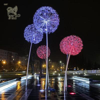 Китай Stainless Steel Dandelion Sculpture Statue Street Lamp Metal Public Art Lighting Large Outdoor Decorative продается