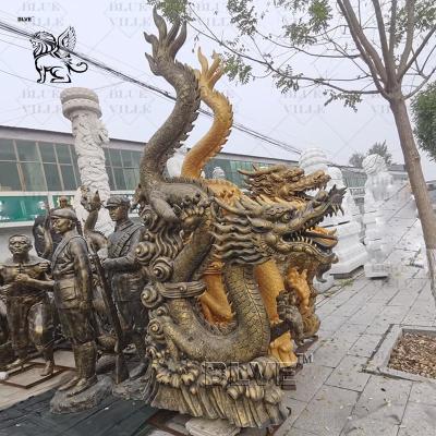 China Estatua de dragón de bronce chino de fundición de metal escultura fuente de jardín decoración grande en venta