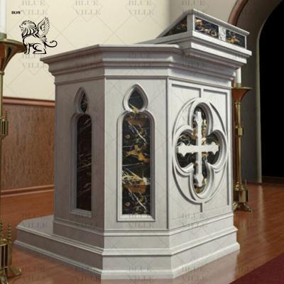 China Marble Altar Table Church Podium Hand-Made Religious Sculptures Customized en venta