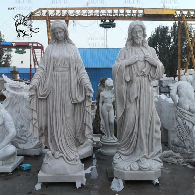 China White Marble Jesus Statues Virgin Mary Sculpture Large Garden Church Decoration Religious Handcarved Outdoor factory en venta