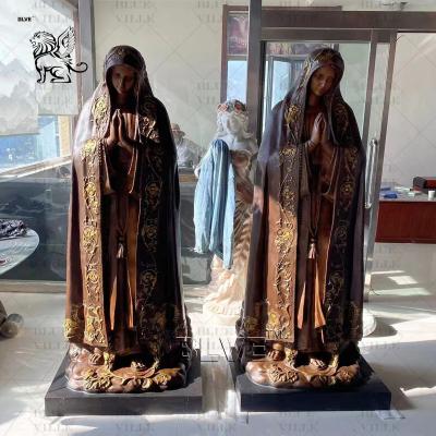 China Bronze Virgin Mary Fatima Statue Life Size Nossa Senhora do Rosário de Fátima Sculpture Church Catholic Religious for sale