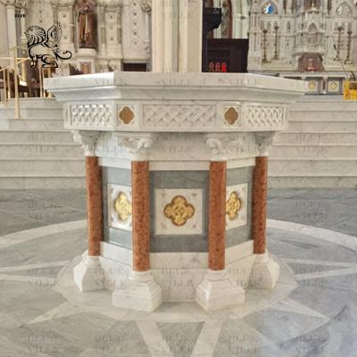 China Marble Baptism Font Natural Stone Catholic Church Sculptures Baptismal Hand Carved Customized for sale