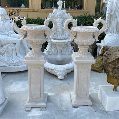 China Maceta de flores de mármol de piedra natural tallado plantero jarrón jardín al aire libre de diseño moderno en venta
