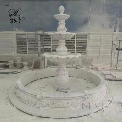 China Marble Waterfall Fountain Outdoor White Stone Out Door Water Fountain Italian Garden Decoration Large for sale