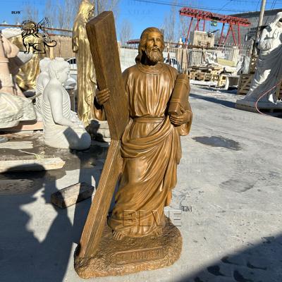 China Bronze St Andrew Statue Sculpture Catholic X Cross Copper Brass Metal Religious Statues Church Life Size en venta