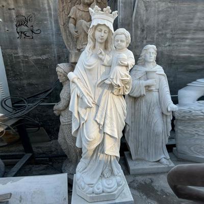 China Marble Mother Mary Statues Church Life Size Virgin Mama Mary Baby Jesus Statue Religious Handcarved en venta