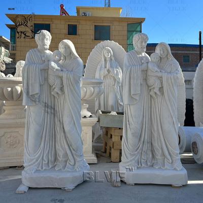 Китай Marble Holy Family Statues Sculpture Virgin Mary Saint St. Joseph Statue Life Size Religious Stone Carvings White продается