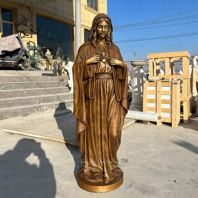 China Virgin Mary Bronze Sculpture Statue Life Size Religious Brass Copper Marie Metal Casting Church Home Decor en venta