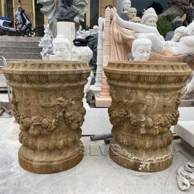China Marble Planter Urns Large Floor Vases home decor Natural Stone Garden Flowerpot Large Antique en venta