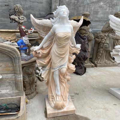China Marble Angel Statue Sculpture Natural Stone Life Size Hand Carved Modern Outdoor Garden Decoration en venta