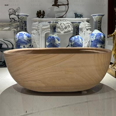 China Piedra natural Bañera de mármol madera de arenisca Baño para adultos Baño para el hogar Decoración moderna Hotel de diseño Villa en venta