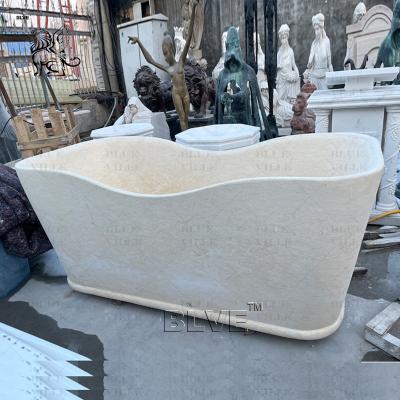 Китай Freestanding Marble Bathtub Cream Natural Stone Elegant Bathtub Hotel Luxury European Style Decorative продается