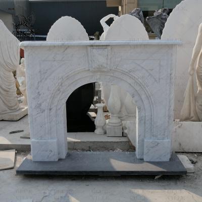 China White Marble Modern Fireplace Natural Stone Fireplace Mantel French Style Luxury Home Decoration for sale