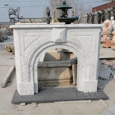 China Marble Fireplace Surround White Stone Luxury Freestanding Fireplace Mante French Style Decorative Indoor for sale