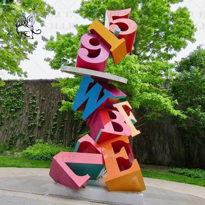 Китай Цветные буквы Абстрактная современная садовая статуя Скульптура из нержавеющей стали Поп-арт Внешнее оформление Улица продается