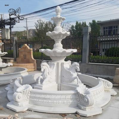 China Marble Water Fountain Hand Carved Stone Horse Sculpture Fountains for Sale for sale