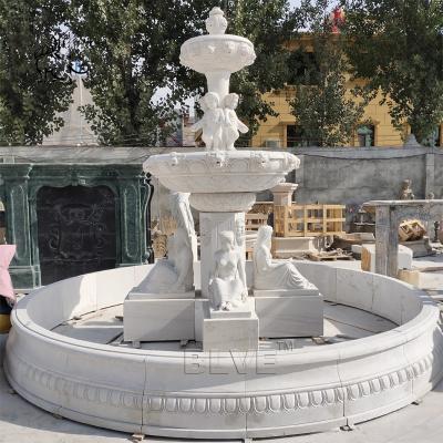 China White Marble Water Fountain Nude Lady Statue Figure Stone Garden Large Outdoor Decorative Fountains for sale