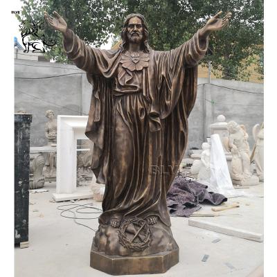 China Bronze Jesus Statue Life Size Christ Religious Church Decor Metal Craft for sale