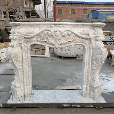 China Marble Fireplace Carrara Modern Freestanding Fireproof Stone Hand Carved for sale