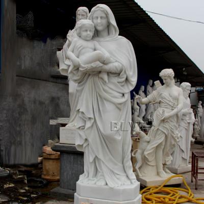 China Marble Mary Holding Baby Jesus Statues Life Size Religious Virgin Sculpture for sale