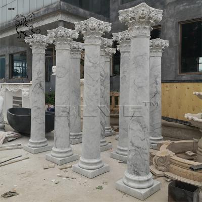 China Carrara Marble Column White Roman Pillar Natural Stone Garden Decoration for sale