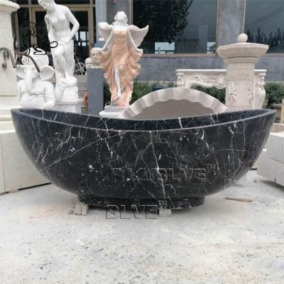 China Black Natural Stone Bathtub Marble Freestanding Bath Tub For Bathroom for sale