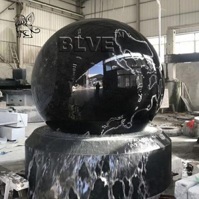 China Marble Floating Ball Feng Shui Water Fountain Garden Black Natural Stone for sale