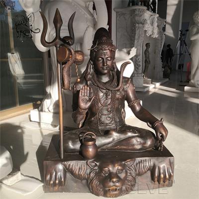 China Hindu God Bronze Lord Shiva Statue Indian God Brass Sitting Buddha Sculpture for sale