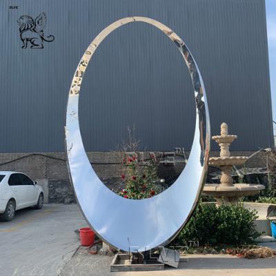 China Stainless Steel Circle Sculpture Large Abstract Garden Statue For Park Decoration for sale