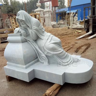 China Marble Tombstone White Cemetery White Natural Stone Hand Carved gravestone for sale