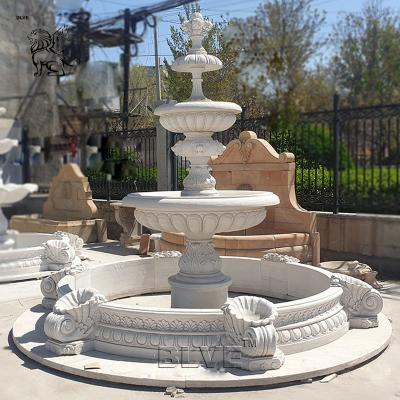 China Marble Garden Water Fountain White Stone Hand Carved Outdoor Decoration for sale