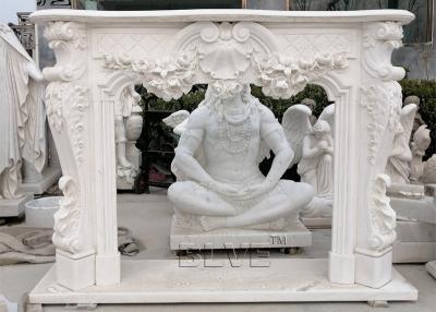 China La mano grande de la chimenea del alivio de la flor de la piedra de la chimenea de mármol blanca talló libre casero en venta