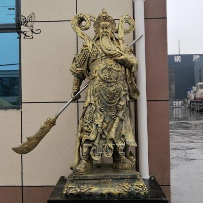 China Bronze Guan Gong Sculpture Guan Yu Statue Life Size Feng Shui Metal Sculpture for sale