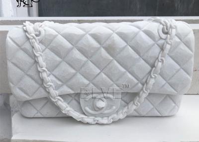 China Famous Brand Bag Marble Sculpture White Natural Stone Handcarved Indoor Home Decor for sale