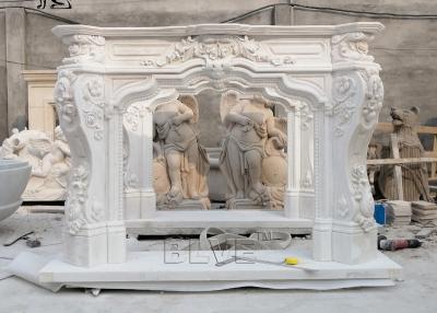 China Marble Fireplace Mantel Freestanding Stone Relief Fireplaces Indoor  Decorative European Style for sale