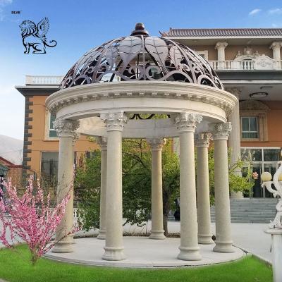 China Large Marble Gazebo Roman Column Pavilion Natural Stone Hand Carved Decorative Outdoor for sale