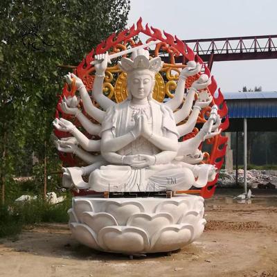 China Large Guan Yin Statue Marble Buddha Statues China Religious Giant Sculpture Outdoo for sale