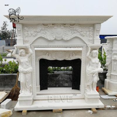 Китай Рука камня больших белых мраморных статуй дамы каминной доски камина твердая высекла европейский стиль продается
