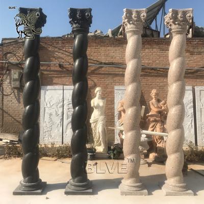 China BLVE Natural Marble Round Roman Column House Stone Greek Pillars Indoor Building Decoration for sale