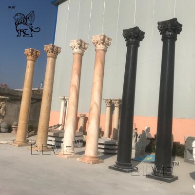 China BLVE Black Natural Marble Column Capital Stone Roman Pillar Hand Carving House Building Wedding Decoration for sale