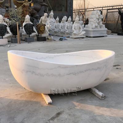 China BLVE Marble Freestanding Bathtub White Solid Natural Stone Home Bath Tub European Style Bathroom Luxury for sale