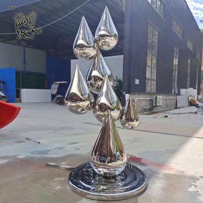 China BLVE Stainless Steel Garden Water Drop Sculpture Abstract Art Metal Statue Polished Large Decoration Outdoor for sale