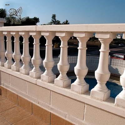 China BLVE Stone Balcony Railing White Marble Balusters Handrail Hotel Stairs Hand Rails Home Decor Wholesale for sale