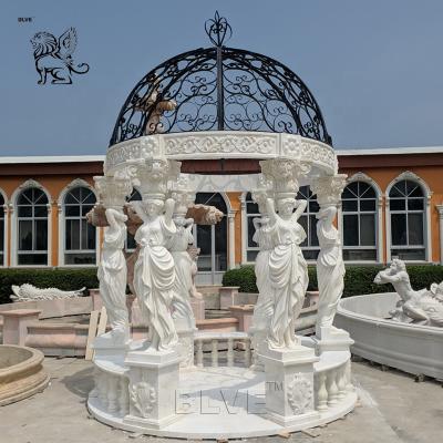 China BLVE White Stone Pavilion Marble Greek Statues Gazebo Large Luxury Outdoor Modern Garden Decoration for sale