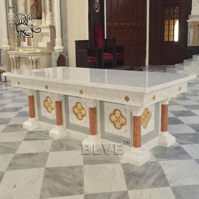 China Piedra religiosa de la tabla del altar del mármol de BLVE que talla el presbiterio occidental del rezo de la iglesia del estilo grande en venta
