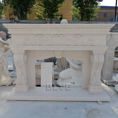 China Estilo europeo moderno casero del granito de BLVE de la chimenea de mármol libre de piedra natural beige de las chimeneas en venta