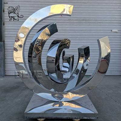 China BLVE Stainless Steel Abstract Sculpture Modern Art Rotating Kinetic Wind Statue Large Outdoor Garden Decoration for sale